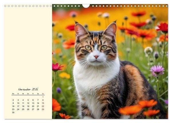 Produktbild: Samtpfoten im Bl&uuml;tenmeer (Wandkalender 2026 DIN A3 quer), CALVENDO Monatskalender