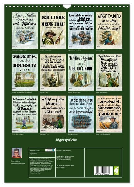Produktbild: J&auml;gerspr&uuml;che (Wandkalender 2026 DIN A3 hoch), CALVENDO Monatskalender