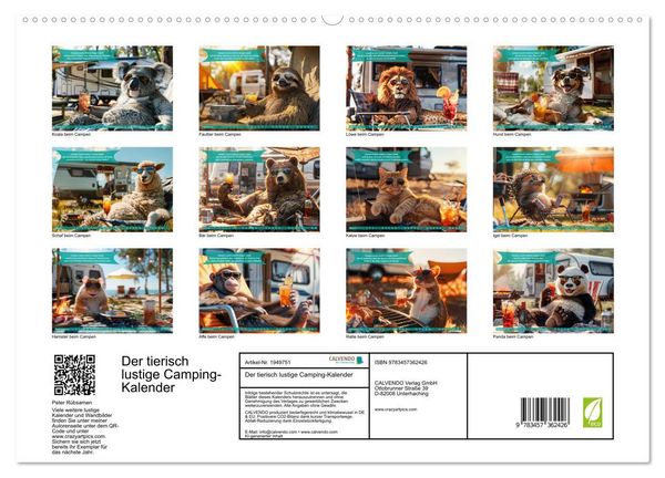 Produktbild: Der tierisch lustige Camping-Kalender (hochwertiger Premium Wandkalender 2026 DIN A2 quer), Kunstdruck in Hochglanz