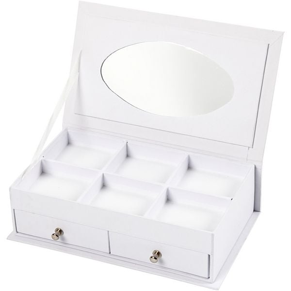 Produktbild: Creativ Company Schmuckkasten, H 5 cm, Gr&ouml;&szlig;e 18x10,5 cm, Wei&szlig;, 1 Stk