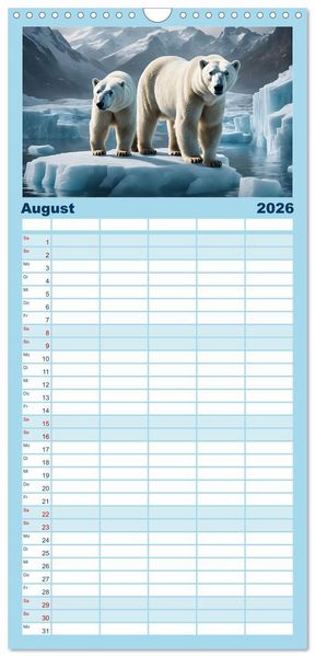 Produktbild: Familienplaner 2026 - Im magischen Land der Eisb&auml;ren mit 5 Spalten (Wandkalender, 21 x 45 cm) CALVENDO