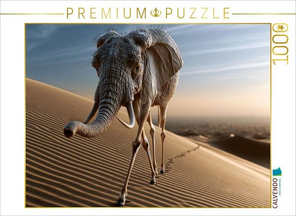 CALVENDO Puzzle Wüstenelefant | 1000 Teile Lege-Größe 64x48cm Foto-Puzzle für glückliche Stunden