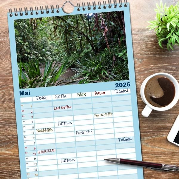 Produktbild: Familienplaner 2026 - Kolumbien Impressionen mit 5 Spalten (Wandkalender, 21 x 45 cm) CALVENDO