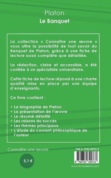 Produktbild: Fiche de lecture Le Banquet de Platon (analyse litt&eacute;raire de r&eacute;f&eacute;rence et r&eacute;sum&eacute; complet)