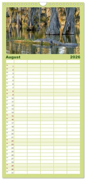 Produktbild: Familienplaner 2026 - Natur Paradies Mississippi Delta mit 5 Spalten (Wandkalender, 21 x 45 cm) CALVENDO