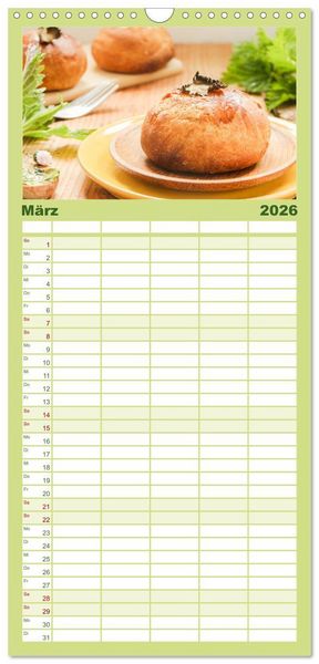 Produktbild: Familienplaner 2026 - essbare Bl&uuml;ten und Bl&auml;tter mit 5 Spalten (Wandkalender, 21 x 45 cm) CALVENDO