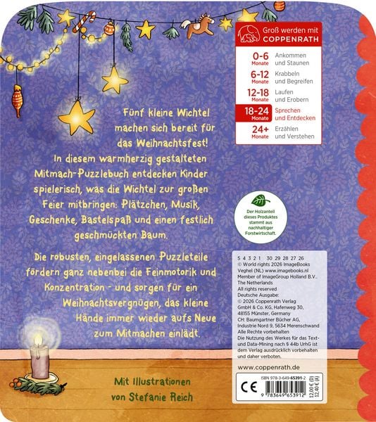Produktbild: Mein Mitmach-Puzzle-Buch: 5 Wichtel feiern Weihnachten