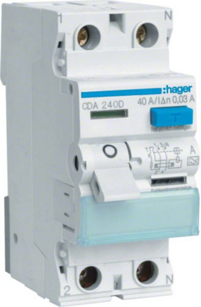 Produktbild: Hager CDA240D CDA240D Fehlerstrom-Schutzschalter 1phasig 2polig 40 A 0.03 A