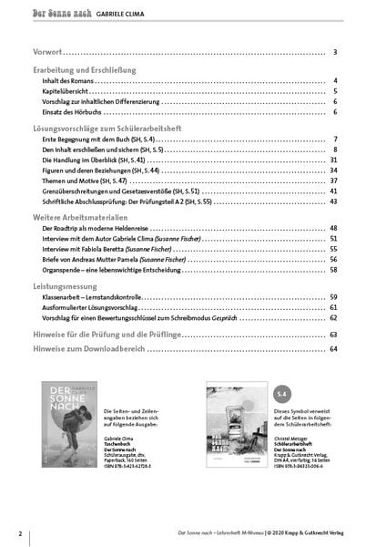 Produktbild: Der Sonne nach &ndash; Gabriele Clima &ndash; Lehrerheft &ndash; BaW&uuml; Realschule