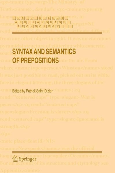 Produktbild: Syntax and Semantics of Prepositions