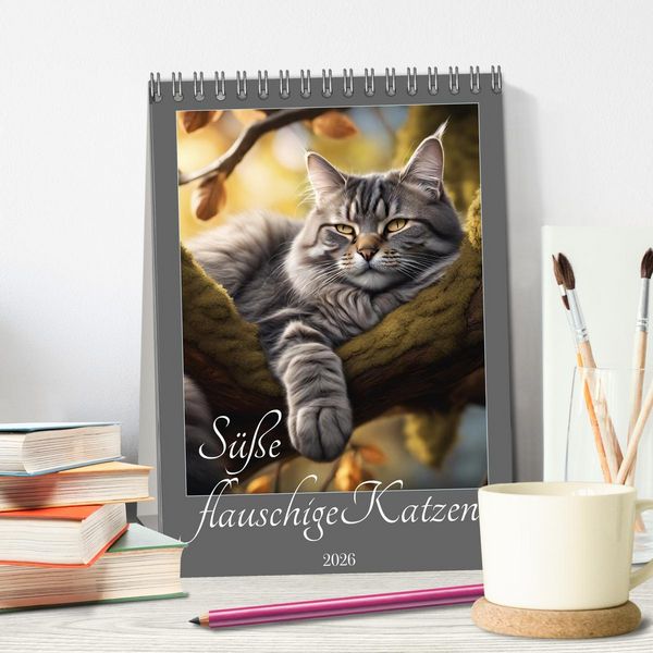 Produktbild: S&uuml;&szlig;e flauschige Katzen (Tischkalender 2026 DIN A5 hoch), CALVENDO Monatskalender