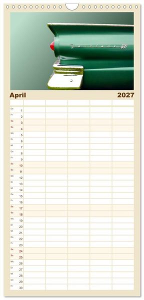 Produktbild: Familienplaner 2027 - American Dream: Heckflossen-Ikonen mit 5 Spalten (Wandkalender, 21 x 45 cm) CALVENDO