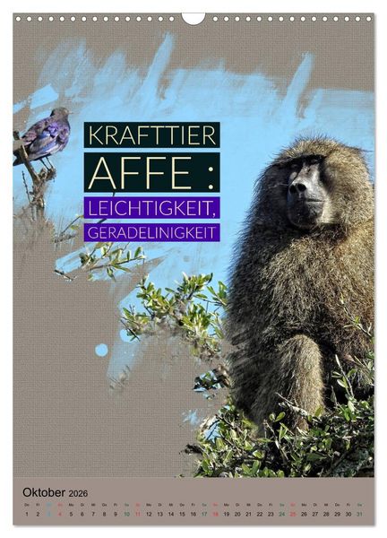Produktbild: Afrikanische Krafttiere und deren Bedeutung (Wandkalender 2026 DIN A3 hoch), CALVENDO Monatskalender