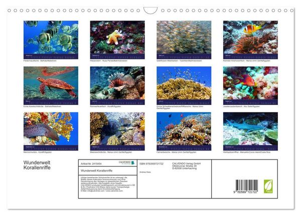 Produktbild: Wunderwelt Korallenriffe (Wandkalender 2027 DIN A3 quer), CALVENDO Monatskalender
