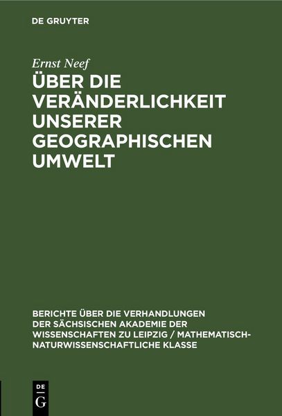 Produktbild: &Uuml;ber die Ver&auml;nderlichkeit unserer geographischen Umwelt