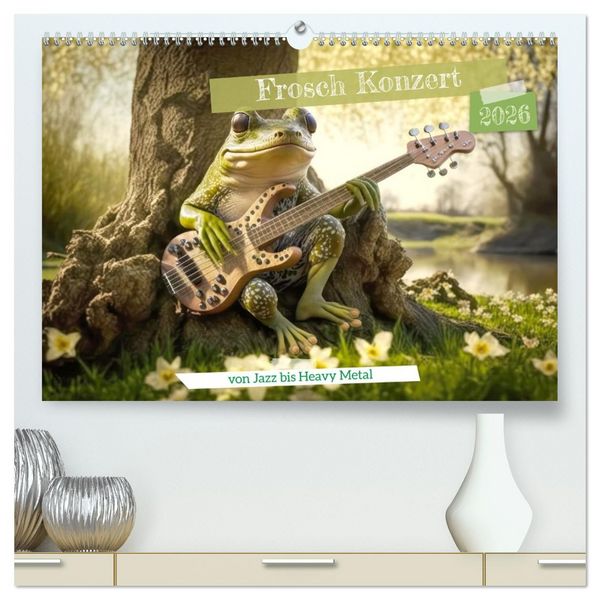 Frosch Konzert (hochwertiger Premium Wandkalender 2026 DIN A2 quer), Kunstdruck in Hochglanz