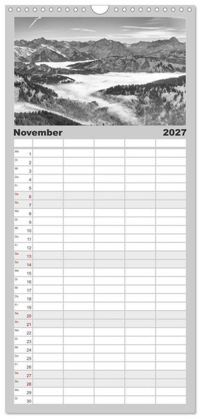 Produktbild: Familienplaner 2027 - Traumhafte Allg&auml;uer Alpen mit 5 Spalten (Wandkalender, 21 x 45 cm) CALVENDO