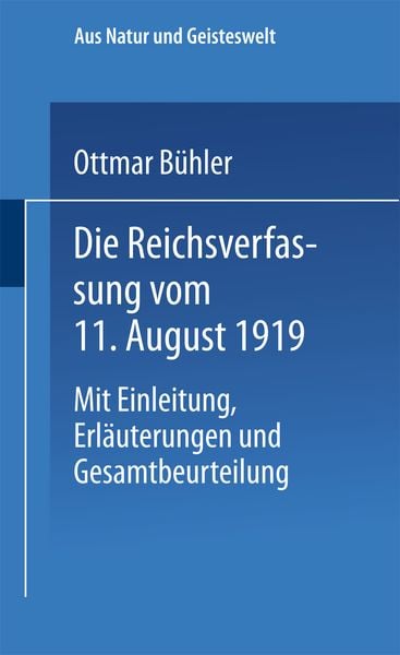 Produktbild: Die Reichsverfassung vom 11. August 1919