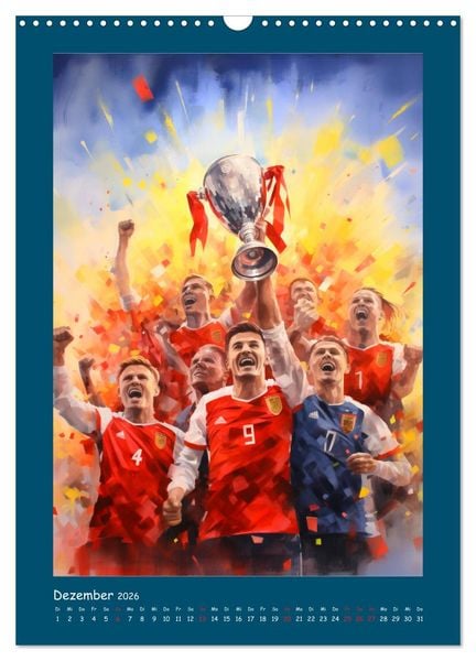 Produktbild: Leidenschaft Fussball. Stadionstimmung im Aquarellstil (Wandkalender 2026 DIN A3 hoch), CALVENDO Monatskalender