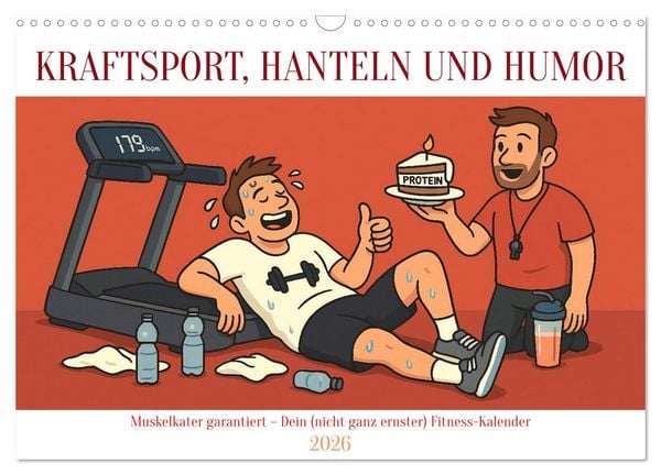 Produktbild: Kraftsport, Hanteln und Humor (Wandkalender 2026 DIN A3 quer), CALVENDO Monatskalender