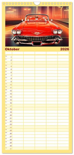 Produktbild: Familienplaner 2026 - US Classic Cars im Jet-Age mit 5 Spalten (Wandkalender, 21 x 45 cm) CALVENDO