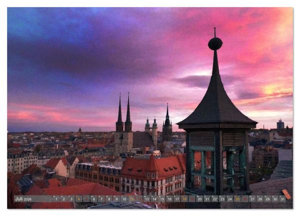 Produktbild: HALLE AN DER SAALE NACHTFLUG (Wandkalender 2026 DIN A2 quer), CALVENDO Monatskalender