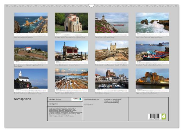 Produktbild: Nordspanien (Wandkalender 2026 DIN A2 quer), CALVENDO Monatskalender