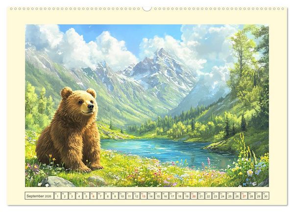Produktbild: Willkommen im Wunderwald. Zauberhafte Abenteuer mit tierischen Freunden (hochwertiger Premium Wandkalender 2026 DIN A2 quer), Kunstdruck in Hochglanz