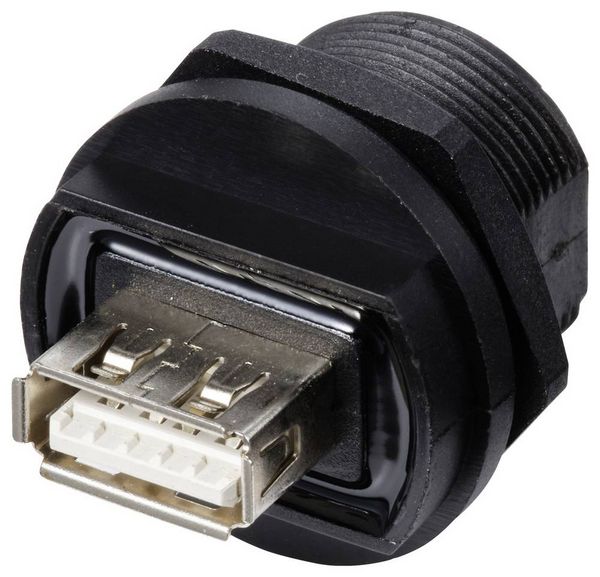 Produktbild: USB 2.0-Buchse auf Buchse IP67 (Gewinde) TC-E13T-FU2-PRF TC-13543548 TRU COMPONENTS Inhalt: 1 St.