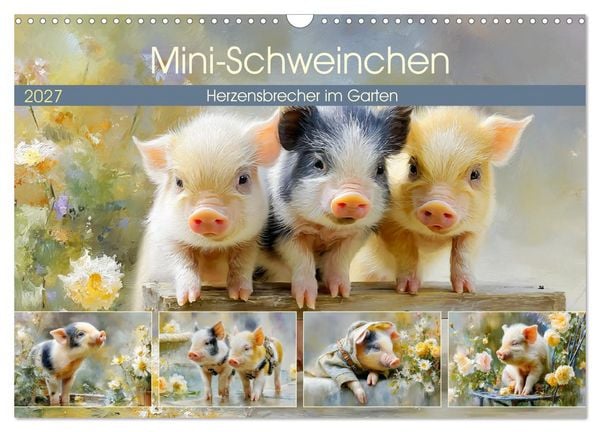Produktbild: Mini-Schweinchen. Herzensbrecher im Garten (Wandkalender 2027 DIN A3 quer), CALVENDO Monatskalender