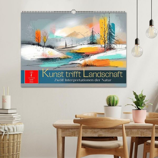 Produktbild: Kunst trifft Landschaft (Wandkalender 2026 DIN A2 quer), CALVENDO Monatskalender