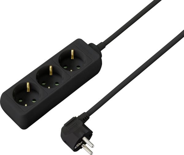 Produktbild: Sygonix SY-4890978 Steckdosenleiste 3fach Schwarz Schutzkontakt 1St.
