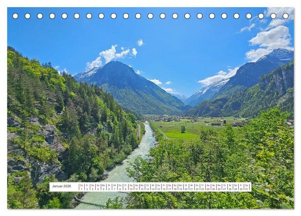 Produktbild: Berge und Seen der Schweiz - Mit dem Wohnmobil durch die Schweiz (Tischkalender 2026 DIN A5 quer), CALVENDO Monatskalender
