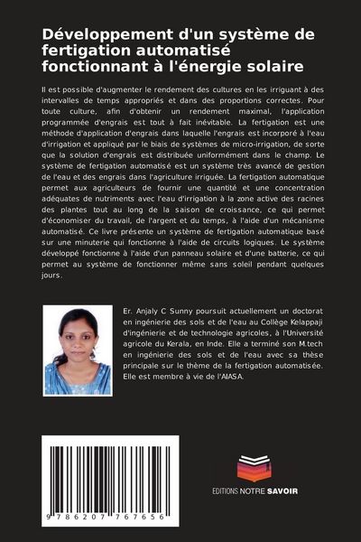 Produktbild: D&eacute;veloppement d'un syst&egrave;me de fertigation automatis&eacute; fonctionnant &agrave; l'&eacute;nergie solaire