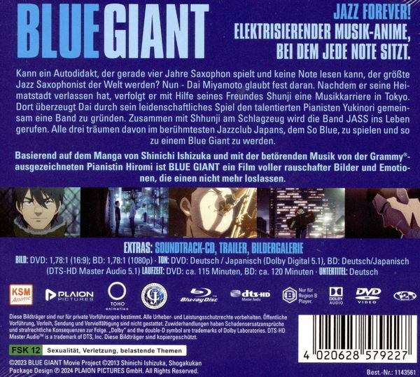 Produktbild: Blue Giant - Jass Edition (Blu-ray+DVD+OST)