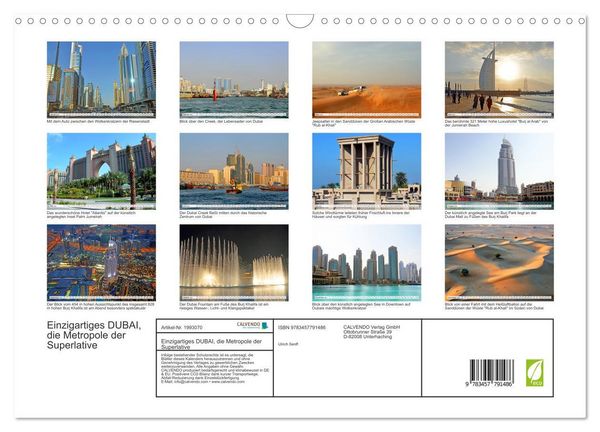 Produktbild: Einzigartiges DUBAI, die Metropole der Superlative (Wandkalender 2026 DIN A3 quer), CALVENDO Monatskalender