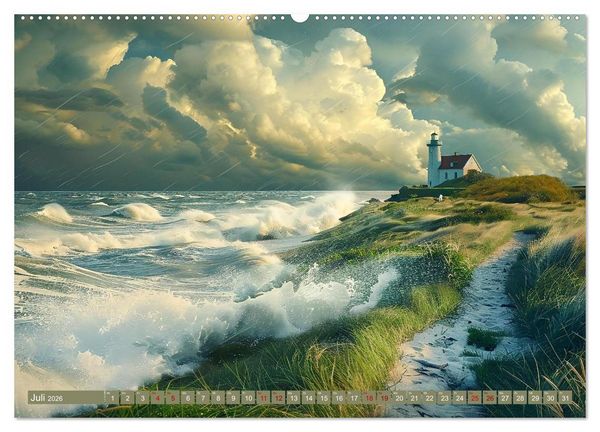 Produktbild: Sturmwarnung an der K&uuml;ste (hochwertiger Premium Wandkalender 2026 DIN A2 quer), Kunstdruck in Hochglanz
