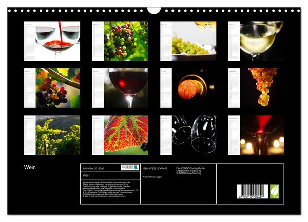 Produktbild: Wein (Wandkalender 2026 DIN A3 quer), CALVENDO Monatskalender