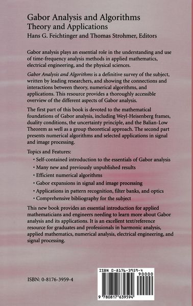 Produktbild: Gabor Analysis and Algorithms