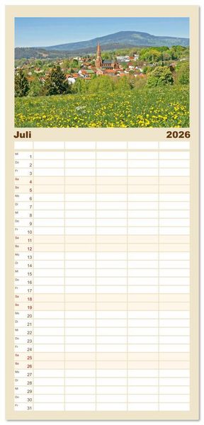 Produktbild: Familienplaner 2026 - Arber, Rachel und Lusen: Der Hintere Bayerische Wald mit 5 Spalten (Wandkalender, 21 x 45 cm) CALVENDO