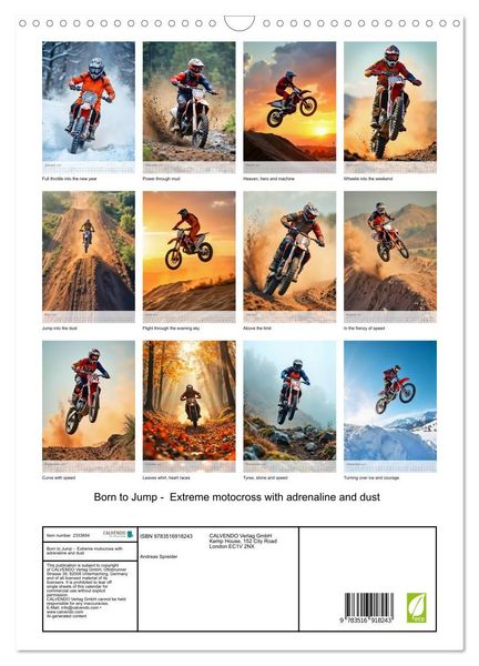 Produktbild: Born to Jump - Extreme motocross with adrenaline and dust (Wall Calendar 2027 DIN A3 portrait), CALVENDO 12 Month Wall Calendar