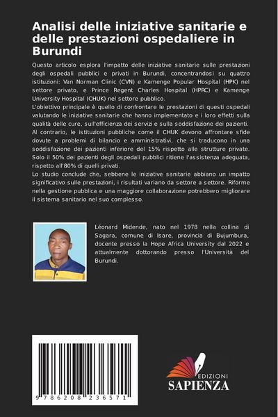 Produktbild: Analisi delle iniziative sanitarie e delle prestazioni ospedaliere in Burundi
