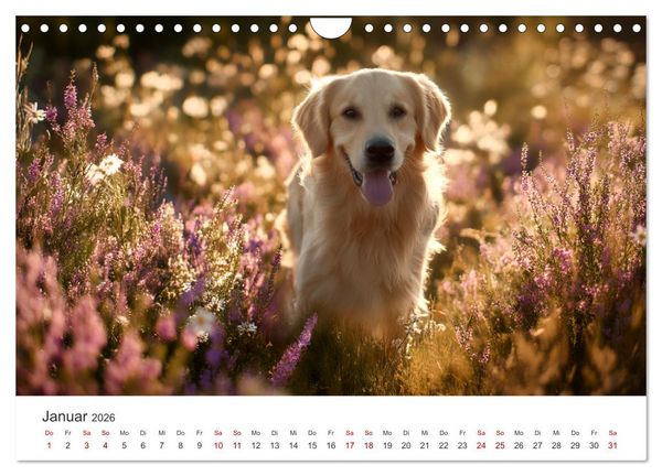 Produktbild: Herz aus Gold - Retriever zum Verlieben (Wandkalender 2026 DIN A4 quer), CALVENDO Monatskalender