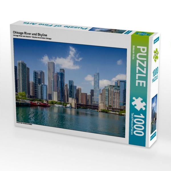 Produktbild: CALVENDO Puzzle Chicago River und Skyline | 1000 Teile Lege-Gr&ouml;&szlig;e 64x48cm Foto-Puzzle f&uuml;r gl&uuml;ckliche Stunden
