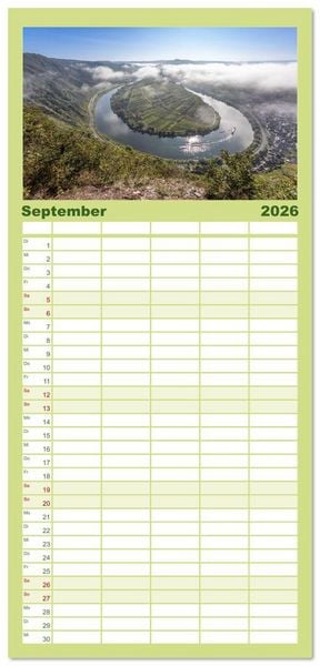 Produktbild: Familienplaner 2026 - Moselansichten mit 5 Spalten (Wandkalender, 21 x 45 cm) CALVENDO