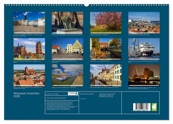 Produktbild: Wismarer Ansichten 2026 (hochwertiger Premium Wandkalender 2026 DIN A2 quer), Kunstdruck in Hochglanz