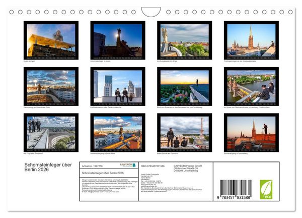 Produktbild: Schornsteinfeger &uuml;ber Berlin 2026 (Wandkalender 2026 DIN A4 quer), CALVENDO Monatskalender