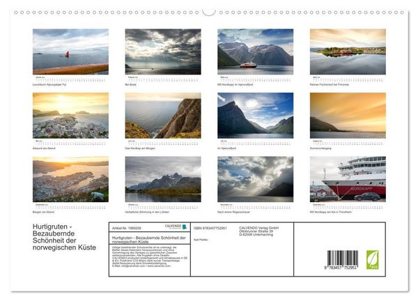 Produktbild: Hurtigruten - Bezaubernde Sch&ouml;nheit der norwegischen K&uuml;ste (hochwertiger Premium Wandkalender 2026 DIN A2 quer), Kunstdruck in Hochglanz