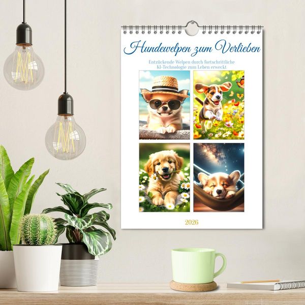 Produktbild: Hundewelpen zum Verlieben (Wandkalender 2026 DIN A4 hoch), CALVENDO Monatskalender