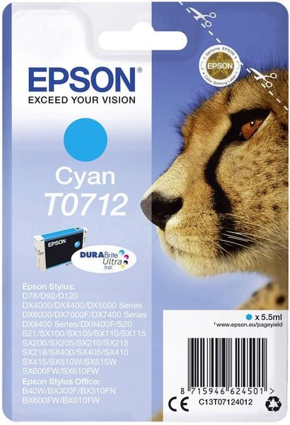 Epson Druckerpatrone T0712 Original Cyan C13T07124012